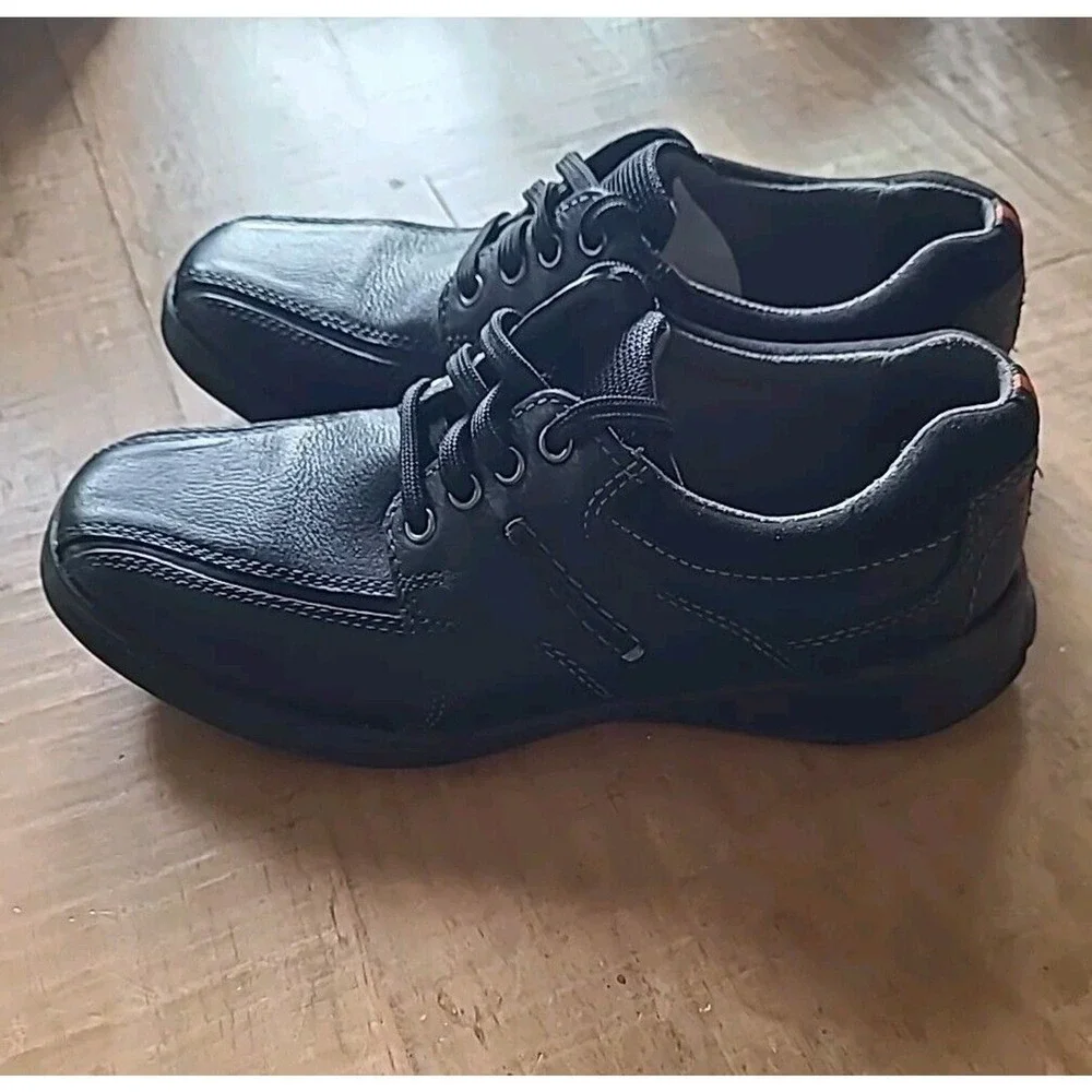 Clarks Mens Cotrell Walk Black Leather Loafers Shoes, sz 8.5 Wide no Box